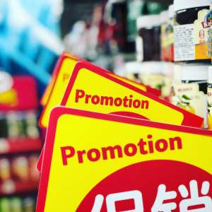 Promotion signs at store